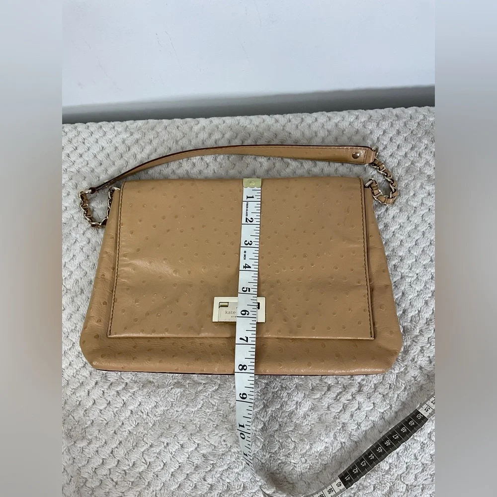 Kate Spade Tan Ostrich Embossed Leather Shoulder Bag